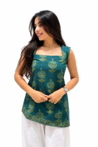 Green Printed Kurti with Salwar green printed kurti