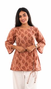 Peach Printed Kurti peach printed kurti with salwar