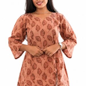 peach printed kurti with salwar