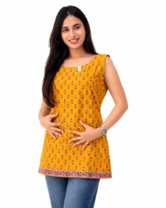 Yellow Printed Kurti with Salwar yellow printed kurti