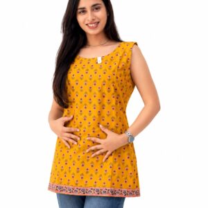 yellow printed kurti